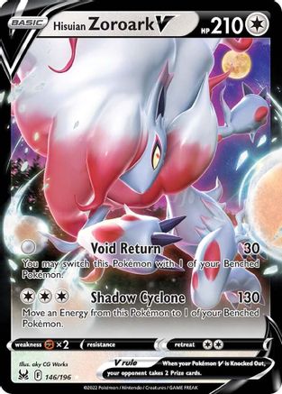 Hisuian Zoroark V 146/196/196 - Holofoil SWSH11 Lost Origin - Ultra Rare