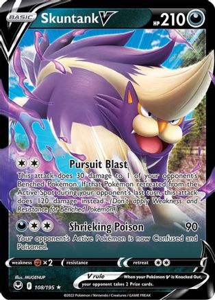 Skuntank V 108/195/195 - Holofoil SWSH12 Silver Tempest - Ultra Rare